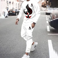 spring and autumn men tracksuits 3d printed long sleeve pullover sweatshirt sweatpants 2 piece casual set men clothes sportswear