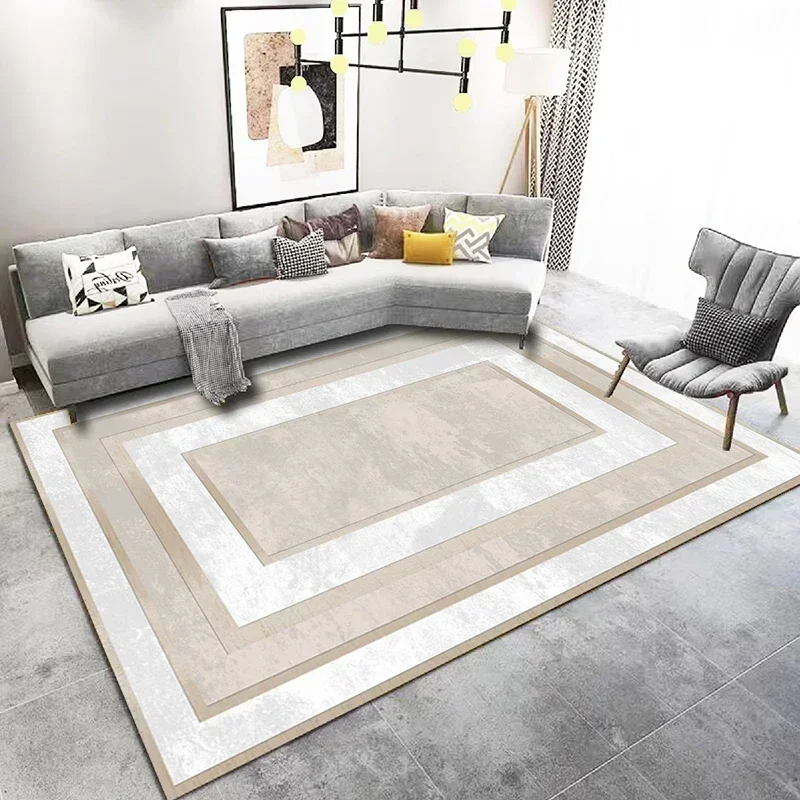 

Classical Living Room Decor Carpet Home Decoration Gold Border Soft Rugs for Bedroom Washable Lounge Mat Elastic Floor Carpet
