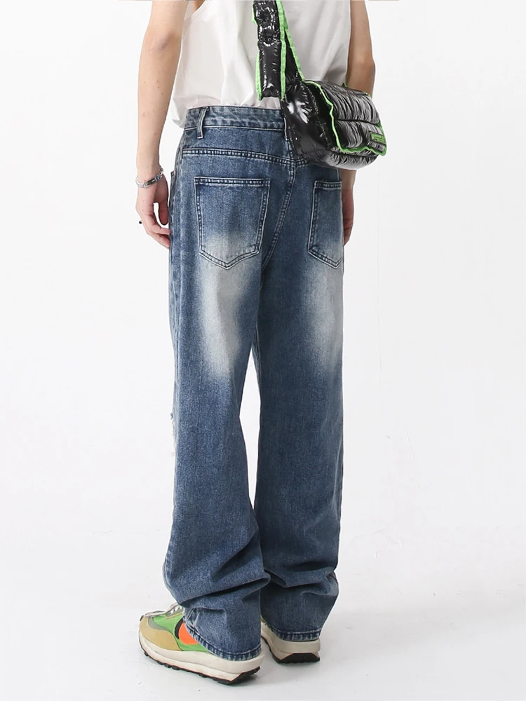 Men's Baggy Jeans Retro Destructive High -end Casual Pants Hip Hop Trend of Jeans Hot Hot Sale To Tear Jeans Men Clothing Pants