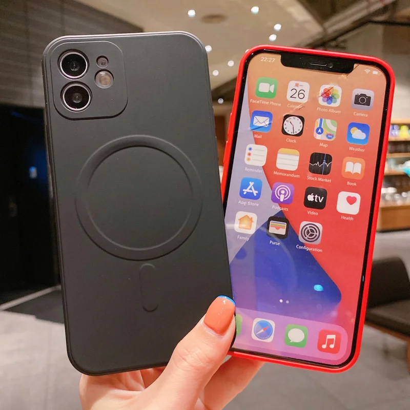 Магнитный чехол из жидкого силикона для iPhone 11 13 12 Pro Max Mini X Xs XR магнитная задняя