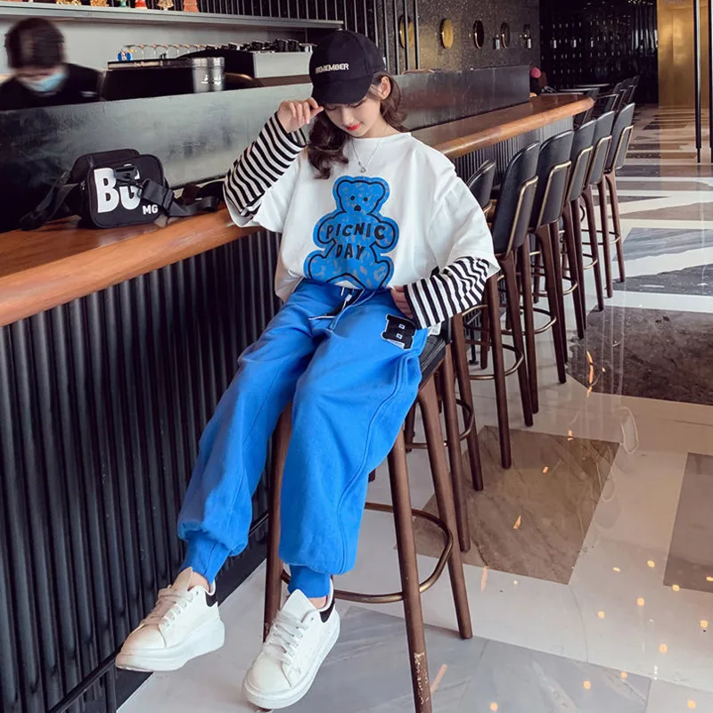 

Kids Outfit 4 6 8 12 14 Years 2022 Girls Clothes Sets Autumn Spring Long Sleeve Tops + Pants Tracksuit Children Clothing Set