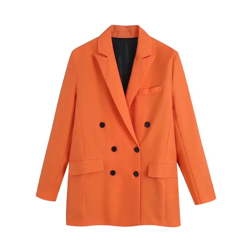 

2022 women's summer new neutral style suit jacket fashionable loose double-breasted shoulder pads long double-breasted casual to