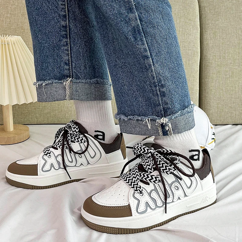 Spring New 2023 Women's Sneakers Haze Blue Love Breathable Students Casual Sports Shoes Women Couple Borads Shoes