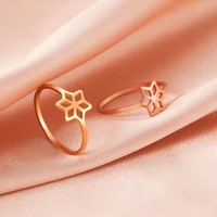 cooltime cute geometric snowflake rings for women stainless steel jewelry minimalist rings engagement wedding anniversary gift