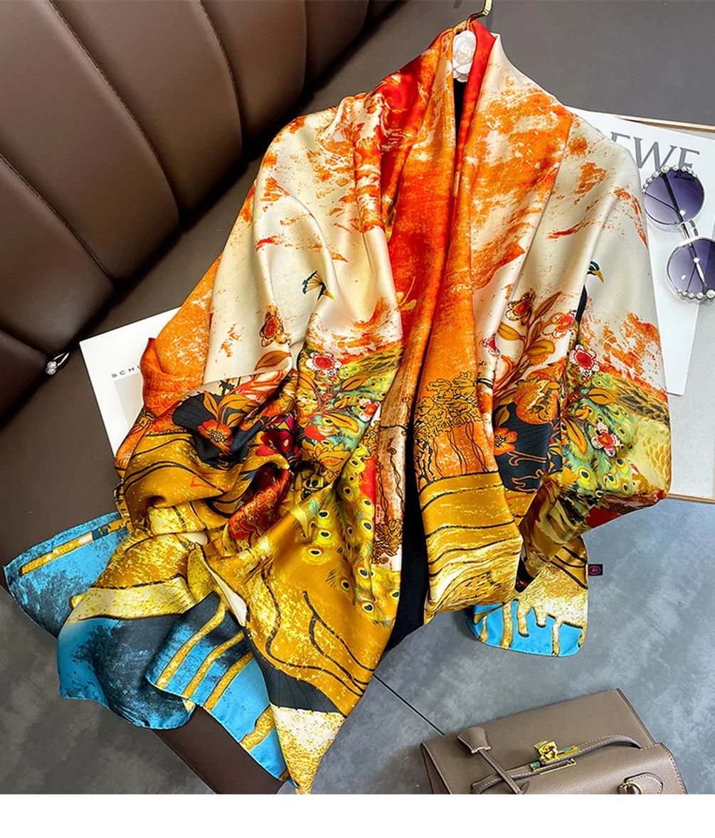 

180*90CM summer sunscreen scarves Korean fashion new silk long spring and autumn scarves air conditioning large shawl dual-use