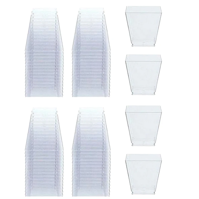 

100Pcs 60Ml 2Oz Disposable Plastic Cake Cups Clear Trapezoidal Food Container For Jelly Yogurt Mousses Dessert Baking