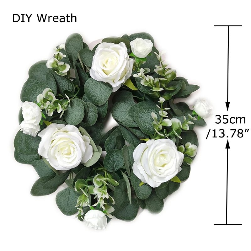 

Роза, венок из эвкалипта, искусственный венок, материал «сделай сам», венок на переднюю дверь для свадебной вечеринки, домашнее украшение для стен