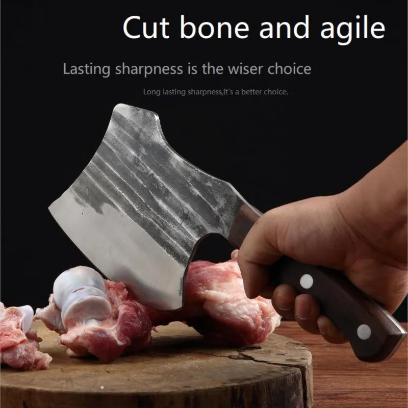 

Kitchen Norms Hatchet Hammer Forged Chop Camping Survival Cut Bone Axe Stainless Steel Butcher Knife Ebony Handle With Cover