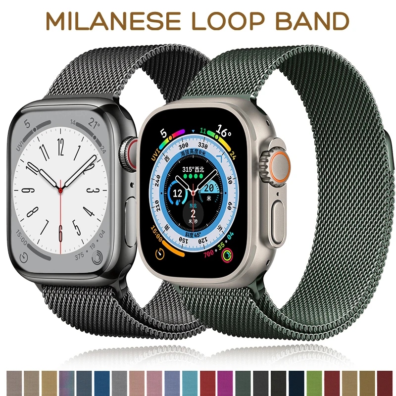 

Магнитный ремешок для Apple watch Band 49 мм 45 мм 41 мм 44 мм 40 мм 42 мм 38 мм, браслет из нержавеющей стали для iWatch Series 3 4 5 6 7 8