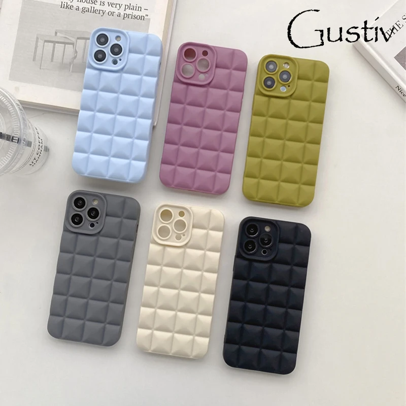 

For iphone 13 pro case Soft TPU Morandi Lattice for iphone 12 pro case iphone 11 Pro Max Back Cover for iphone 14 pro anti knock