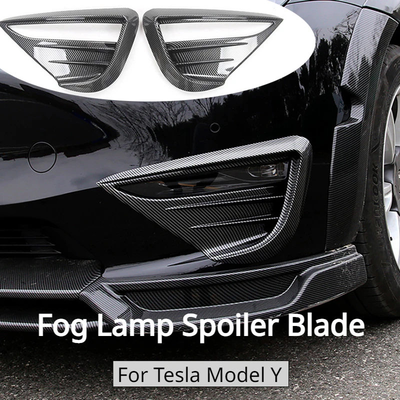 

For Tesla Model Y Fog Lamp Spoiler Blade Trim Protective Cover Woof Tooth Wind Knife ABS Decoration Sticker Car Accessories 2023