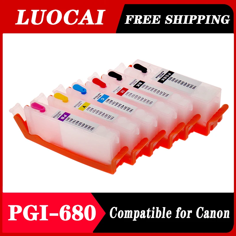 

NEW PGI-680 CLI-681 Refillable Ink Cartridge with permanent Chip for Canon PIXMA TR8660 TS6360 TS8160 TS9160 PGI680 CLI681