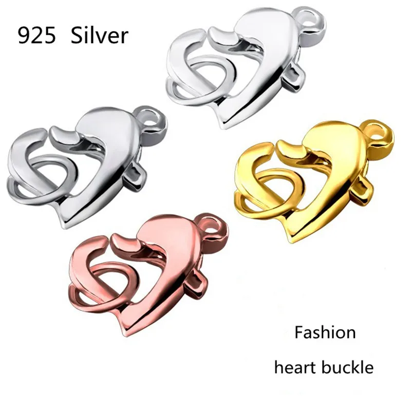 

Fashion 925 Silver Heart Buckle Bracelet Necklace DIY Accessories
