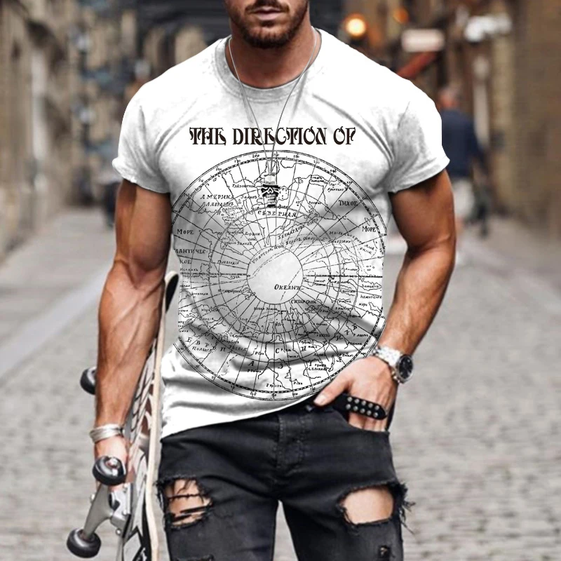 

Summer Net Red High-end New Fashion All-match Printing Pattern Oversized T-shirt O-neck Casual Men's Short-sleeved Shirt