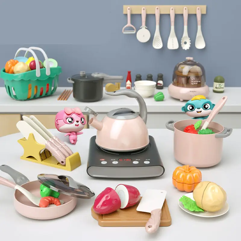 

Mini Simulation Kitchen Food Accessories toys for toddlers Cookerware Pot Pan Sets Toys For Boys Kids 1-5T Play House Toy