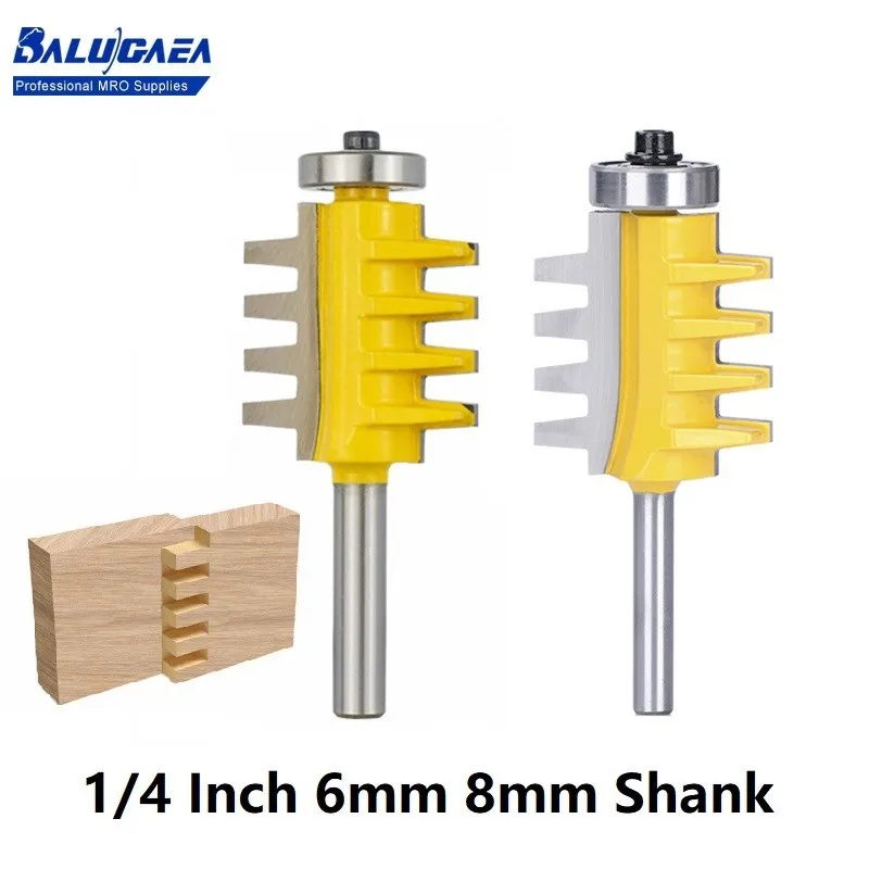 

CNC Router Bit 6mm 8mm 1/4inch Shank Reversible Finger Joint Glue Router Bit Tenon End Mill Cutter Carpenter Woodworking Tool