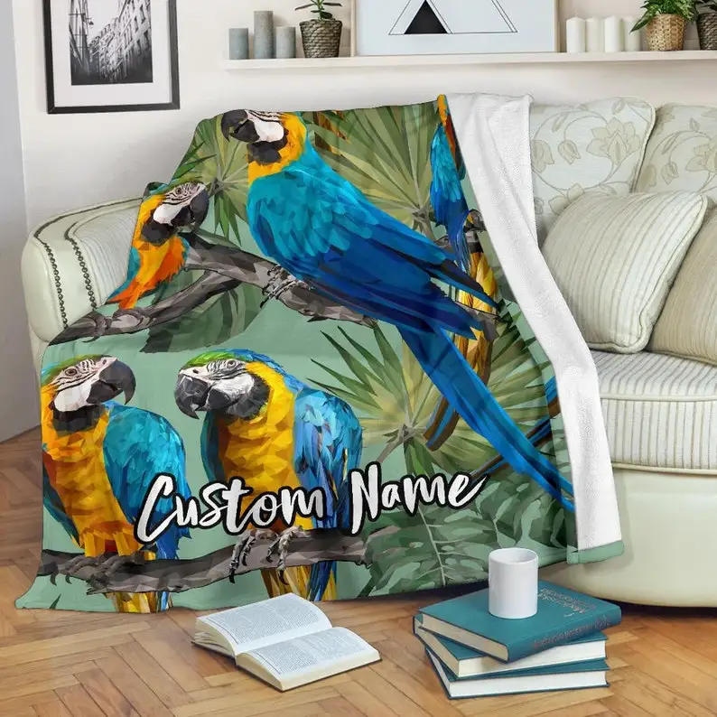 

Macaw Blanket - Parrot Throw Blanket - Macaw Fleece Blanket - Parrot Adult Kid Blanket - Macaw Gifts Her Him