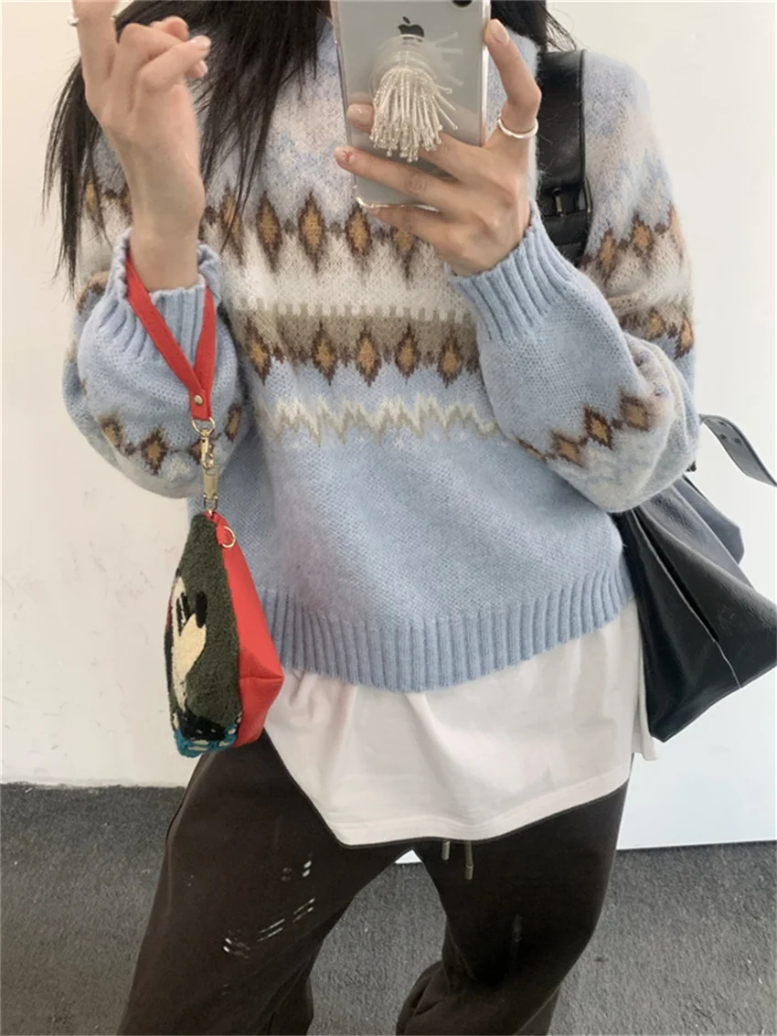 Женский трикотажный свитер Alien Kitty Голубой мягкий вязаный пуловер с нежными