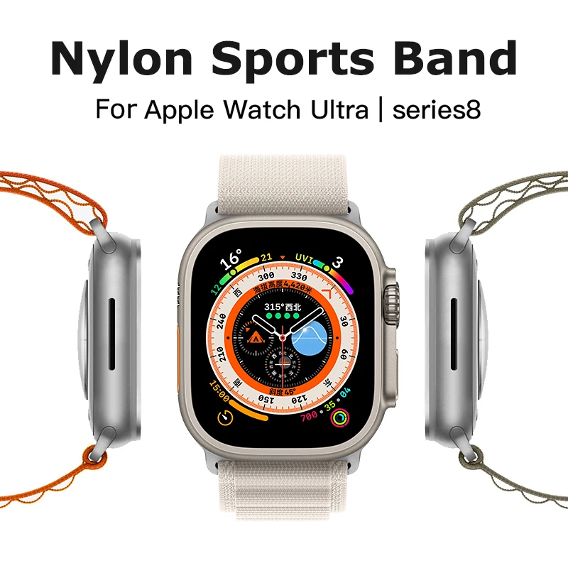 

Ремешок для Apple Watch Ultra 49 мм Series 8 41 мм 45 мм 44 мм 42 40 мм 38 мм, нейлоновый Воздухопроницаемый браслет для iWatch 8 7 6 5 4 3 2 SE