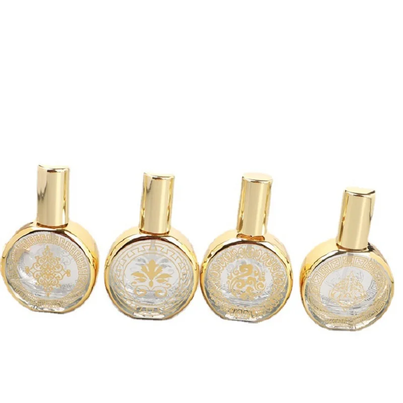 

Perfume Refillable Bottle Portable 20ml High Grade Glass Spray Sample Vials Flat Round Gold Atomizer Bottle For Parfum 20pcs