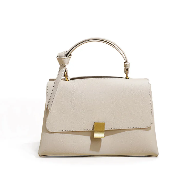 

New Fashion Women's Bag 2022 Trend Caramel Color Bow Top Handle Women Handbag All-match Cowhide Leather Female Shoulder Bag