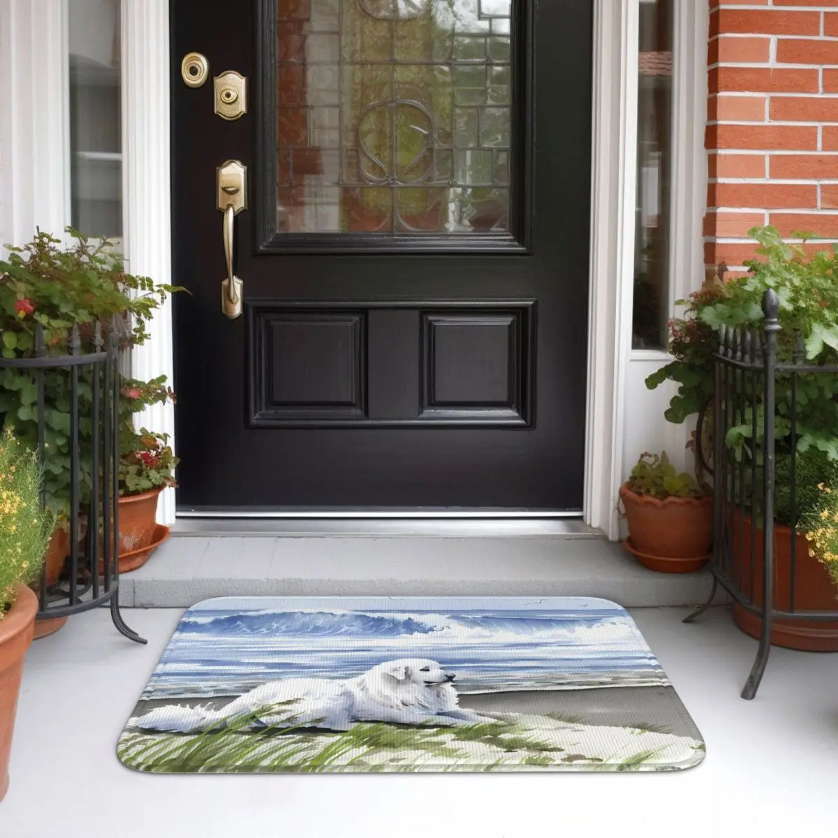 Great Pyrenees At The Beach Дэвид Роджерс Коврики для унитаза ванной Коврик Ковер Дом