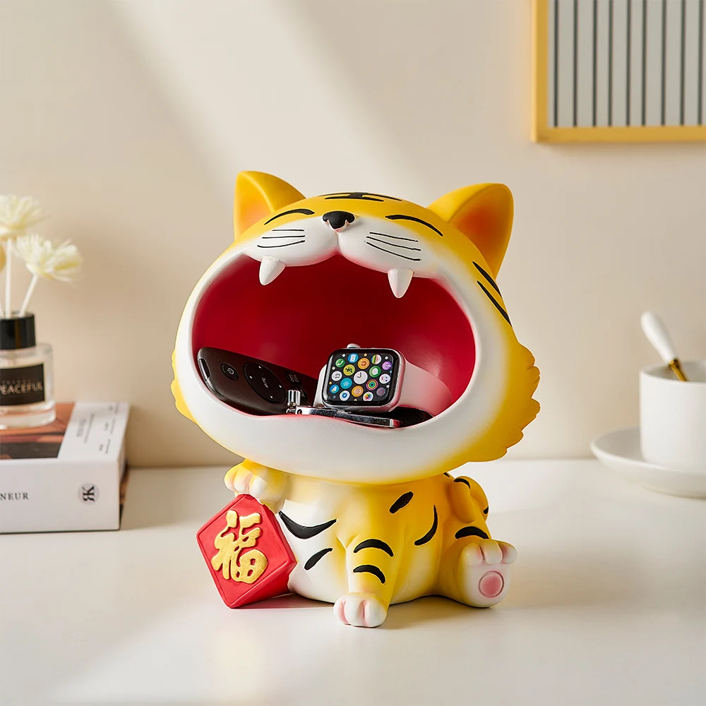 

Cute Tiger Sculpture Snacks Jewelry Storage European-style Living Room Home Decoration Desktop Ornaments Christmas Gifts