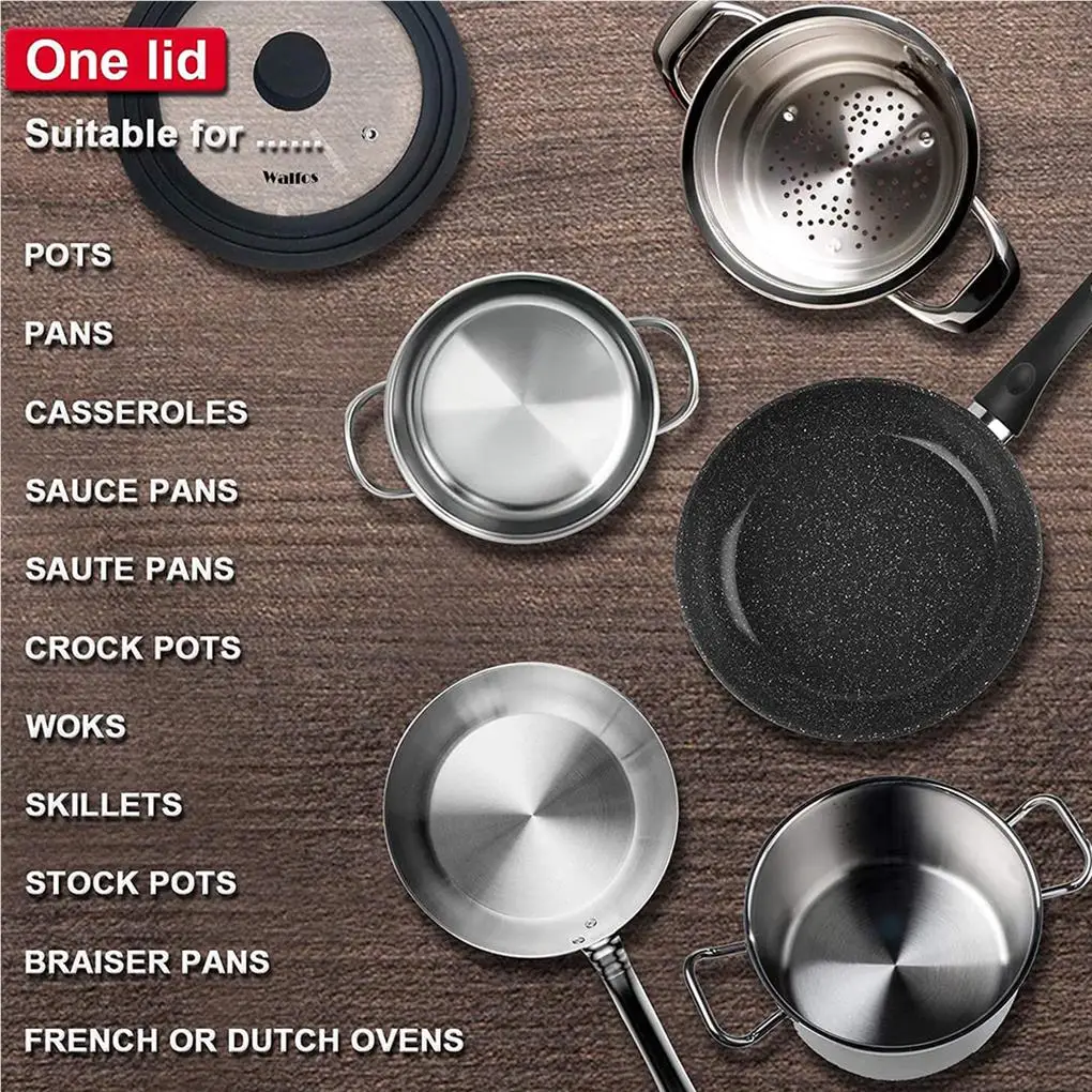 

Professional Universal Lid with Anti-skidding Handle Glass Lids Pot Cover