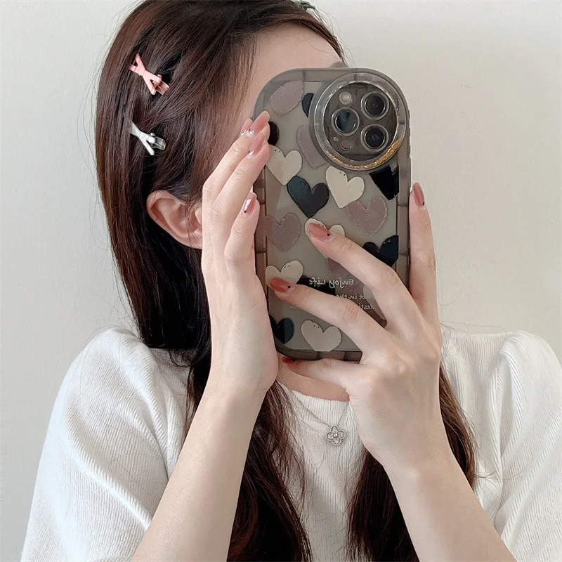 

Minimalist Black And White Love Quicksand Lens For Apple 13 Phone Case New Xsmax Fun Iphone11/12