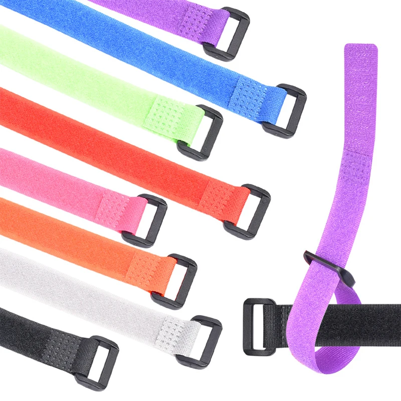 

15pcs Color Nylon Reverse Buckle Cable Strap Hook Loop Fastener Cable Ties Strap Sticky Line Finishing 2cm Width