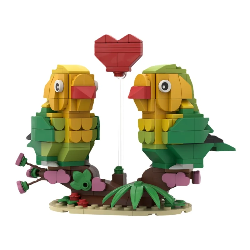 

Игрушки MOC Love, птица, агаронис, Lovebird, подарок на день Святого Валентина, строительные блоки, анимационный набор, в форме сердца, попугай, кирпичи, игрушки, подарки для девочек