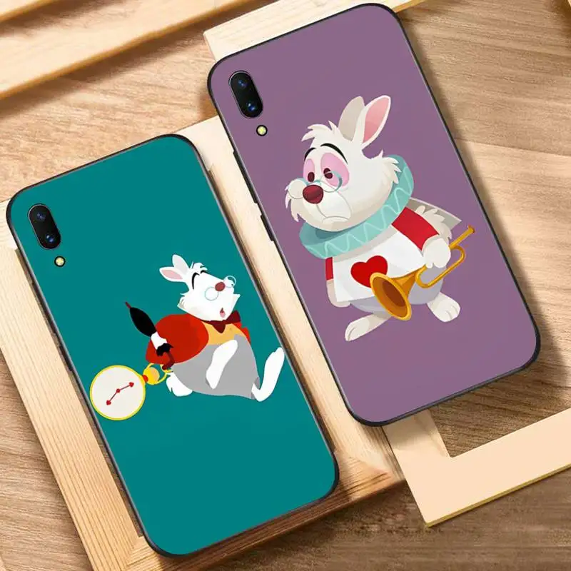 

Disney White Rabbit Alice in Wonderland Phone Case For Oppo Reno Realme C3 6Pro Cover For vivo Y91C Y17 Y19 Funda Capa