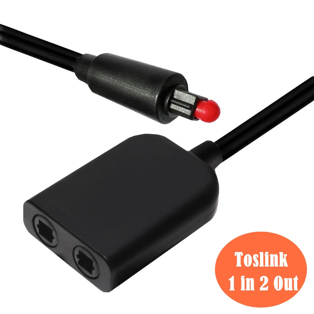 

Digital SPDIF Optical Audio Splitter Adapter 2 Way Toslink Splitter SPDIF Optical Cable Splitter Hub 1 Input 2 Output
