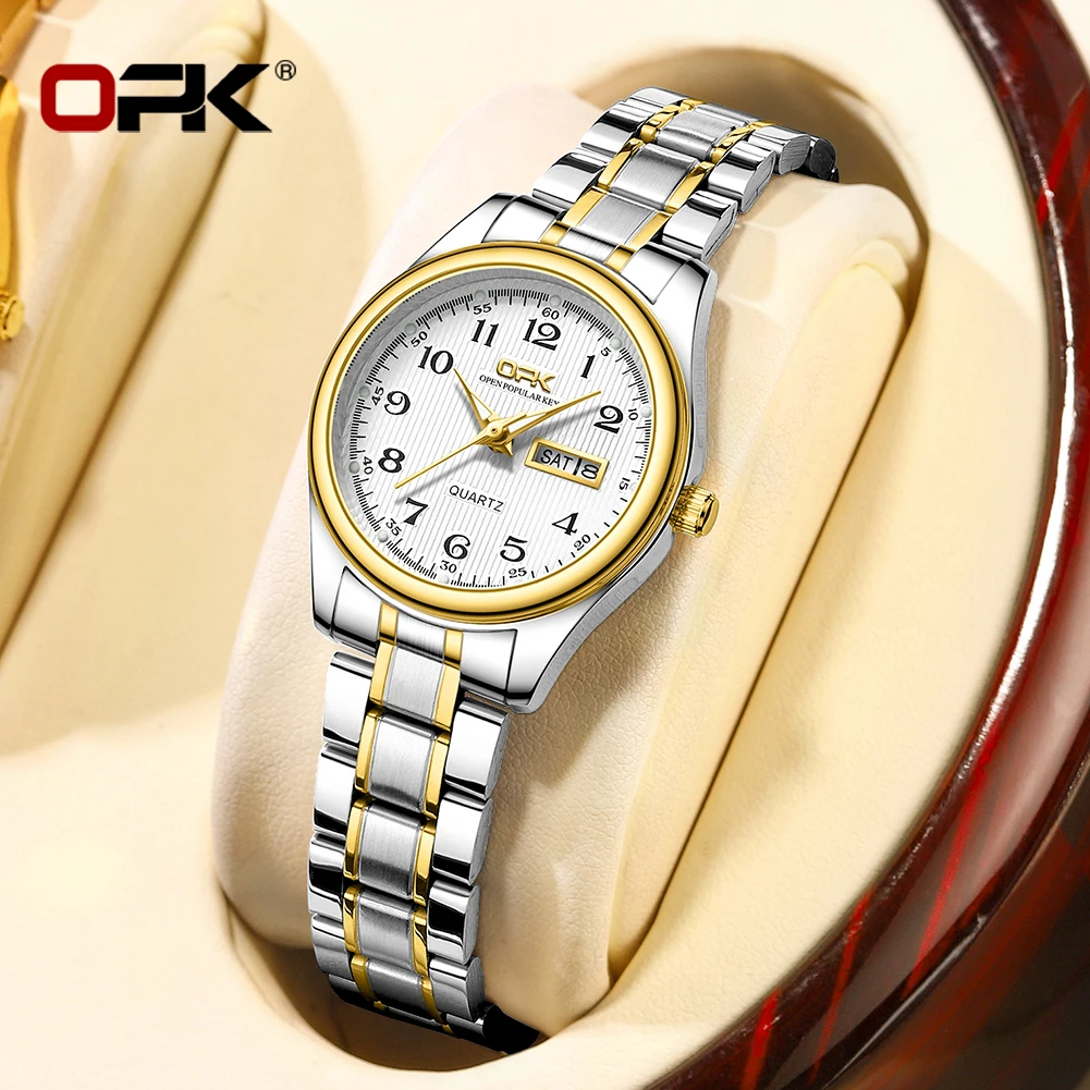 

OPK 8110 Quartz Elegant Women Watch Original Waterproof Luminous Calendar Week Display Top Brand Dress Ladies Wrist Watches