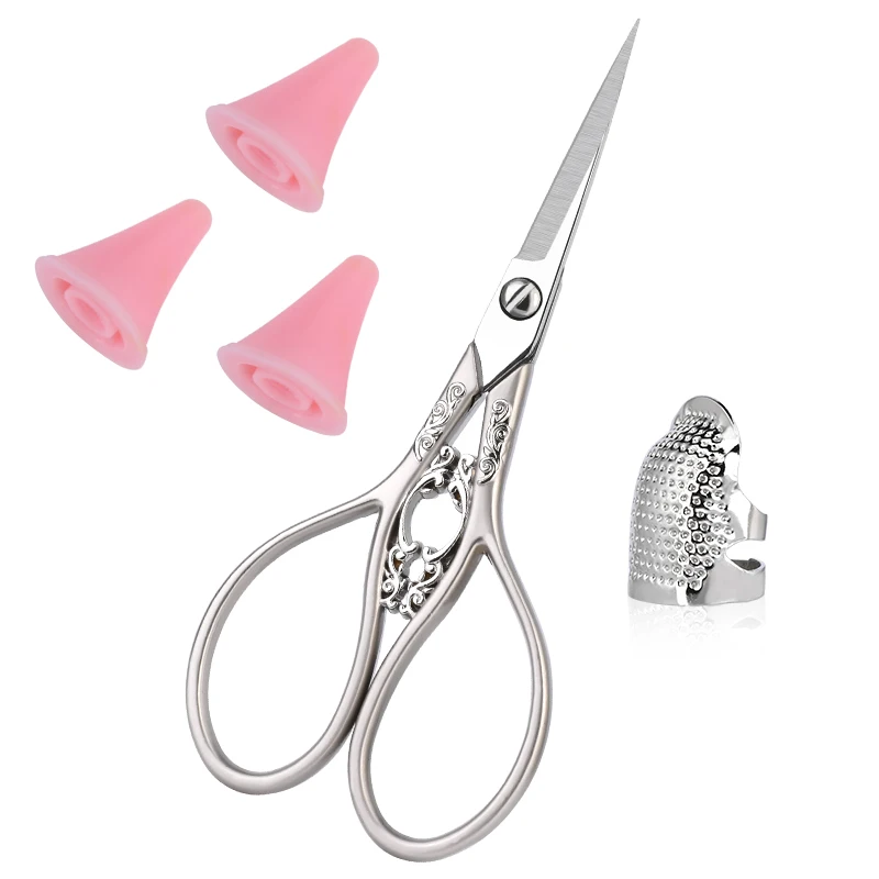 

LMDZ Retro Tailor Scissor embroidery scissors with thimble and Needles Point Protectors European Shears for Craft Needle Work