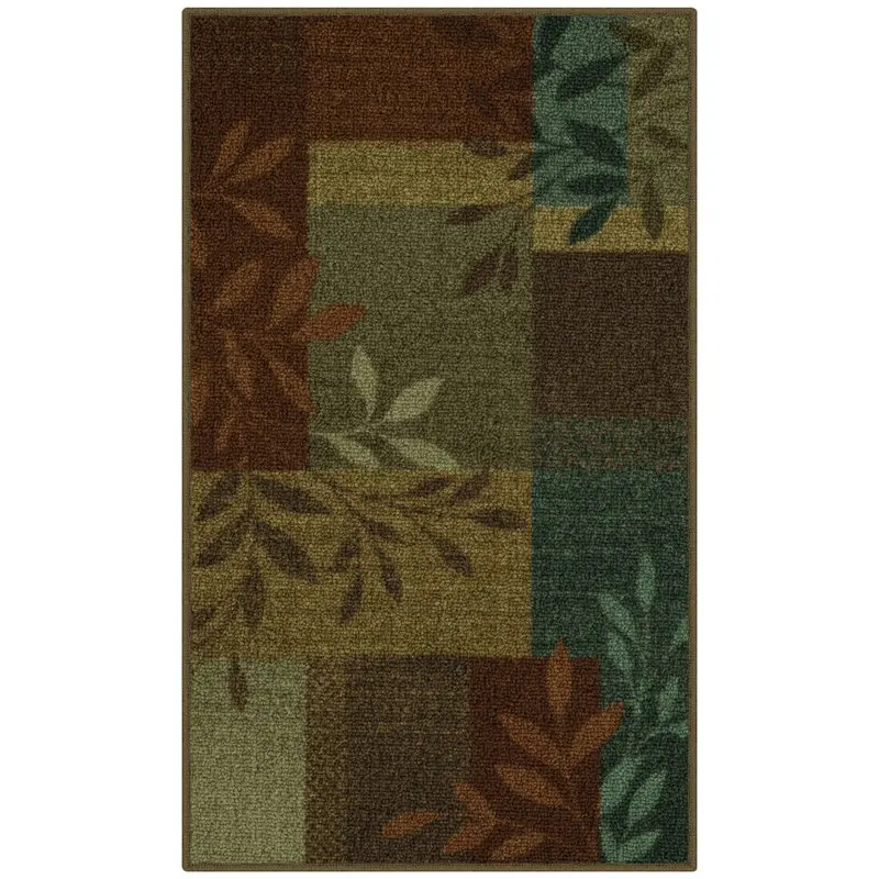 

Exquisite Leaf Print Multicolor Area Rug, Elegant Block Style 1`8"x2`10" For Home Decor