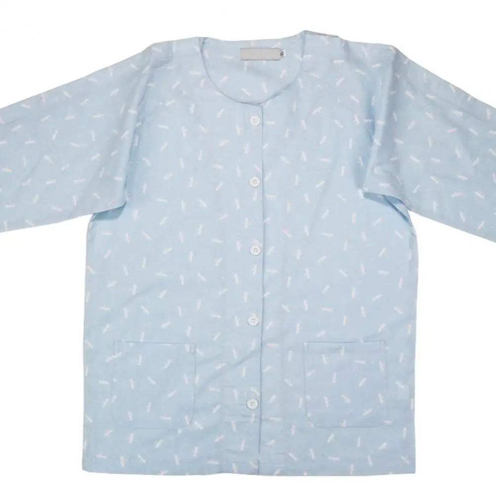 

Breathable 2Pcs/set Sweat-wicking Pockets Examination Gown Spring Summer Bedridden Elderly Pajamas Solid Color for Families