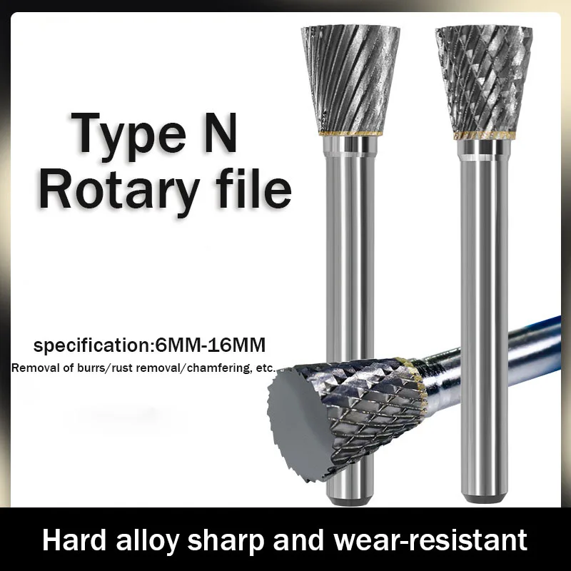 

Tungsten Steel Grinding Head Carbide Rotary File N Type Inverted Taper Bit Single And Double Slot Milling Cutter