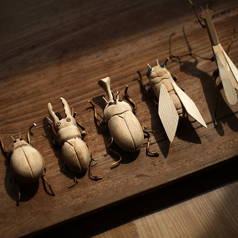 

Handmade Bamboo Insect Mantis Beetle Retro Crafts Decoration Small Animal Desktop Ornaments