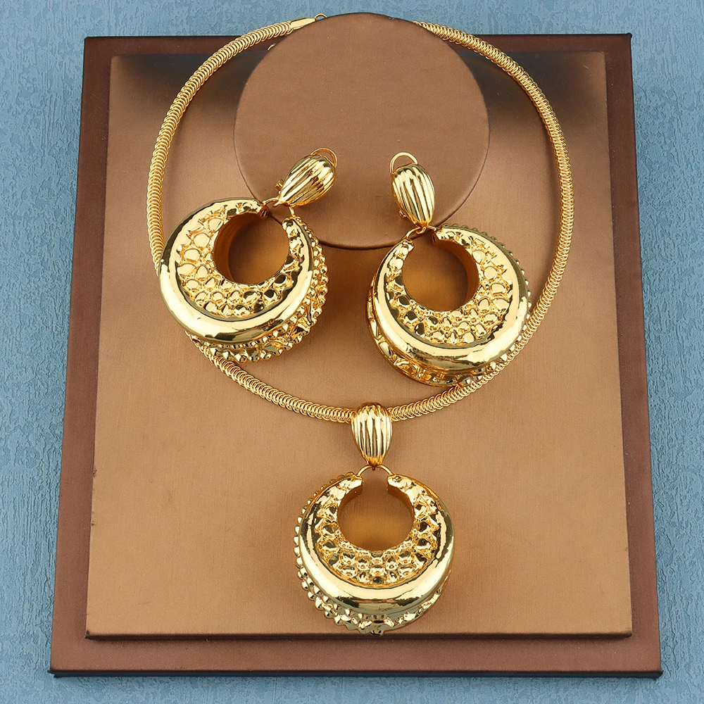 Set di gioielli Color oro rosa per orecchini da sposa di lusso da donna Set di regali di natale per ornamenti di nozze africani indiani