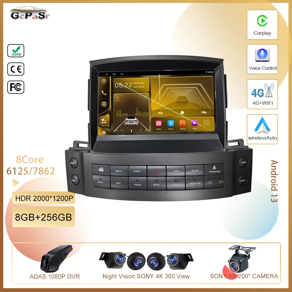 

7862 для Lexus LX570 J200 3 Ill 2007 - 2015 5G wifi BT Android 13 автомобильный Dvd автомобильное радио стерео Мультимедийный плеер GPS навигация