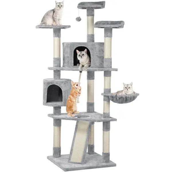 

79" Multilevel Large Cat Tree Condo Tower, Light Gray