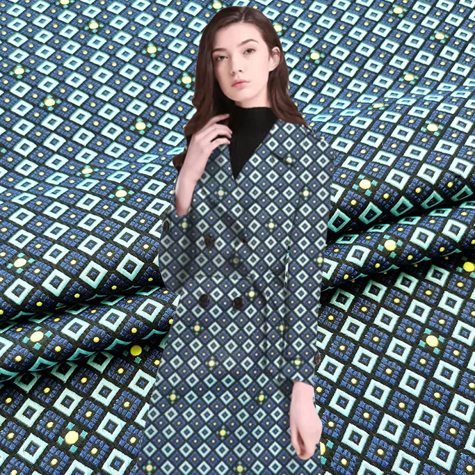 

Width Jacquard Lattice Polyester Fabric European American Style Elegant Windbreaker Dress Suit Bag Diy Cloth By Meter