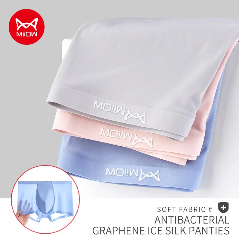 

MiiOW 3Pcs Ice Silk Men Underwear Boxer Men's Panties Comfortable Graphene Sexy Underpants Boxers Shorts for Men Boxershorts 4XL