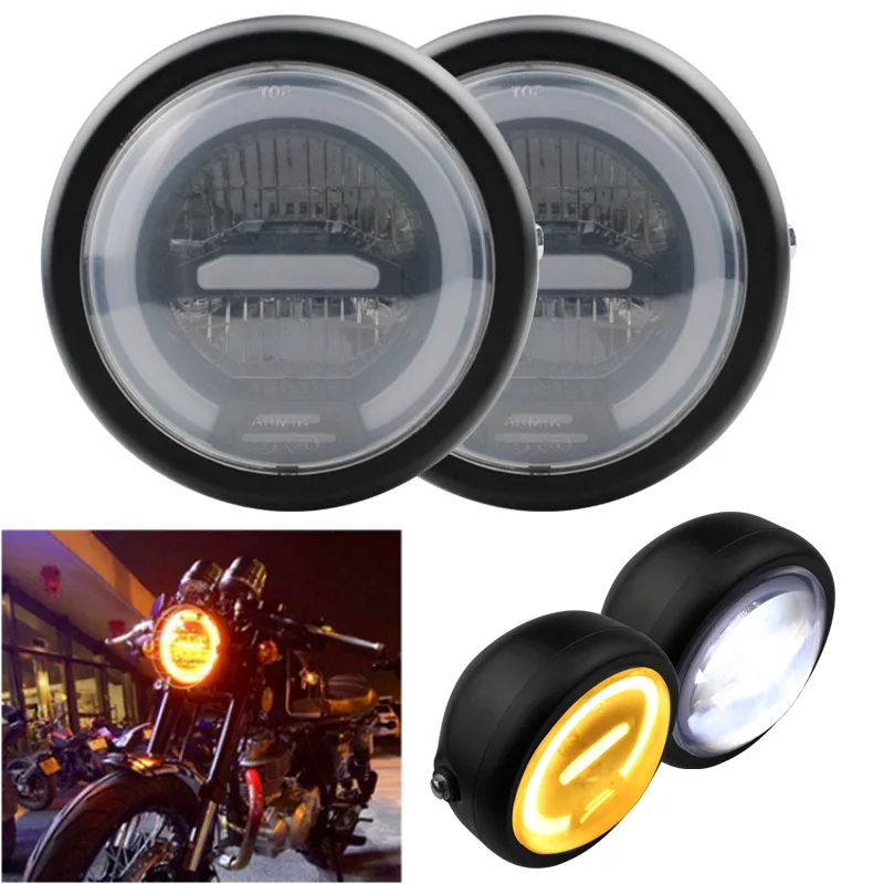 

Motorcycle Modified Headlights Retro Metal Headlights Modified Led Daytime Aperture Headlights