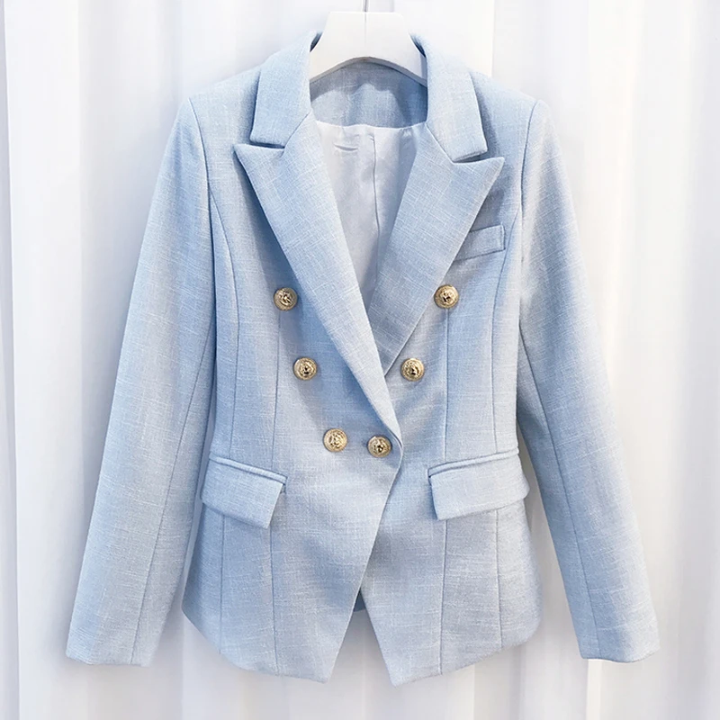 

Newest 2022 Baroque Designer Blazer Women's Breasted Color Gold Metal Lion Buttons Double Blazer Jacket