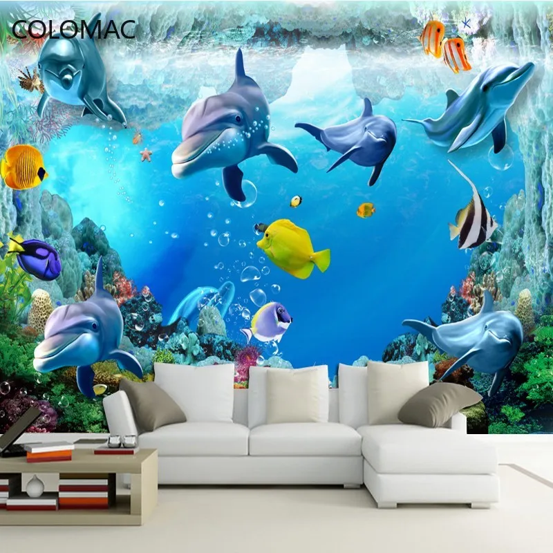 

Фотообои для гостиной, фойе, 3D подводный мир