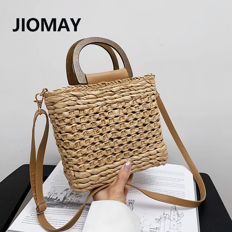 

JIOMAY Luxury Bags for Women Straw Bags Weave Tote Bags Designer Handbag Summer 2023 Purse Drawstring Closure Beach Shoulder Bag