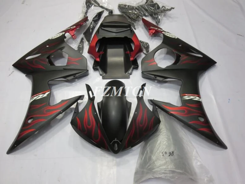 

4Gifts New ABS Whole Fairings Kit Fit For YAMAHA YZF- R6 03 04 05 R6s 2003 2004 2005 Bodywork Set Custom Matte Red Flame