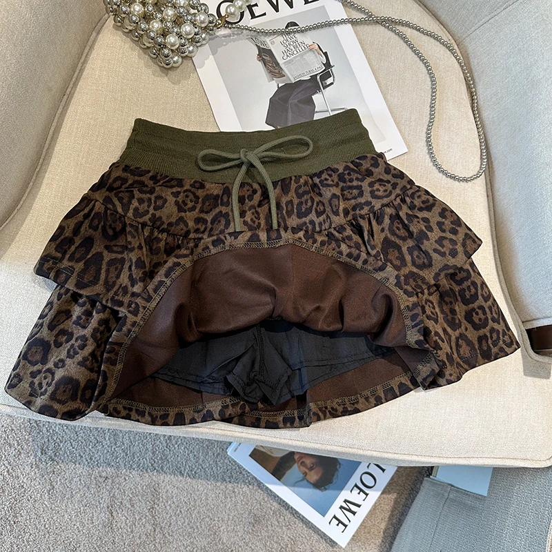 Пышная короткая юбка с оборками и на шнурке для женщин новинка зимы 2025 года